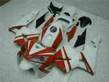 Custom 2005-2006 White Red Honda CBR600RR Motorcycle Fairings