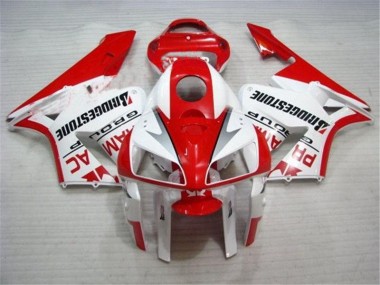 Custom 2005-2006 Red White Honda CBR600RR Bike Fairings