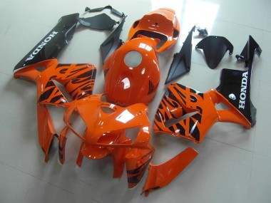 Aftermarket 2005-2006 Orange Black Flame Honda CBR600RR Replacement Motorcycle Fairings