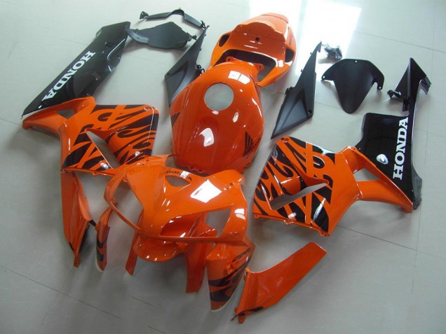 Custom 2005-2006 Orange Black Flame Honda CBR600RR Replacement Motorcycle Fairings