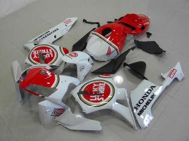 Custom 2005-2006 Pearl White Lucky Strike Honda CBR600RR Motorcycle Fairings Kits