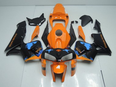 Custom 2005-2006 Orange Black Honda CBR600RR Motorcycle Fairings