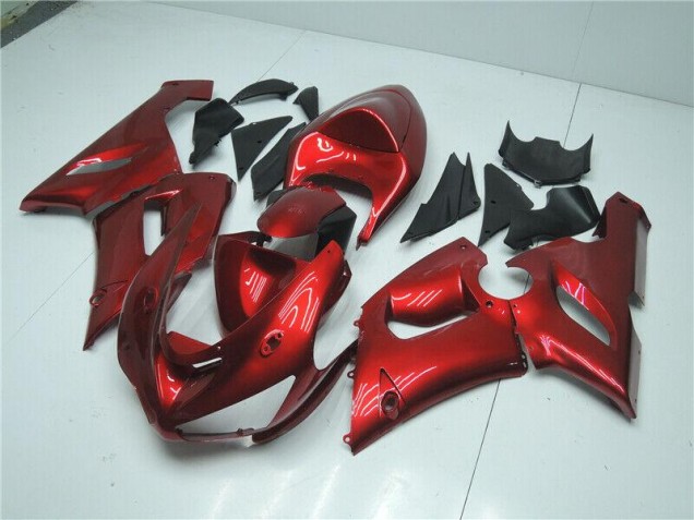 Custom 2005-2006 Candy Red Kawasaki ZX6R Motorcycle Fairing Kits