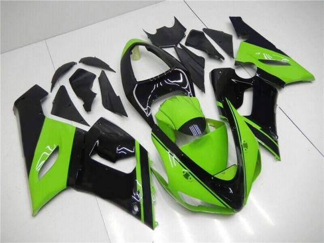 Custom 2005-2006 Green Black Kawasaki ZX6R Motor Fairings