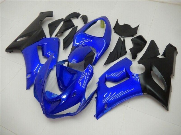 Custom 2005-2006 Blue Kawasaki ZX6R Bike Fairings