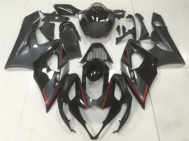 Custom 2005-2006 Black Grey Suzuki GSXR 1000 Moto Fairings