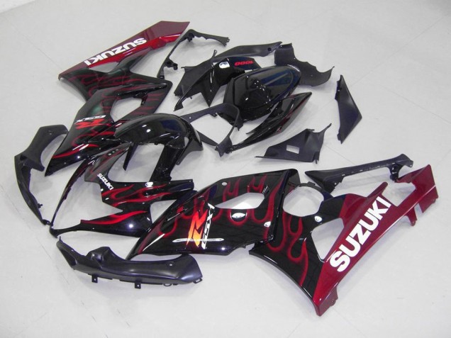 Custom 2005-2006 Red Flame Suzuki GSXR 1000 Motorcycle Fairings