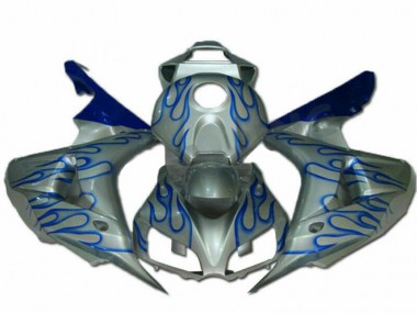 Custom 2006-2007 Blue Flame Silver Honda CBR1000RR Motorcycle Fairing Kits