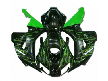 Custom 2006-2007 Green Flame Black Honda CBR1000RR Moto Fairings