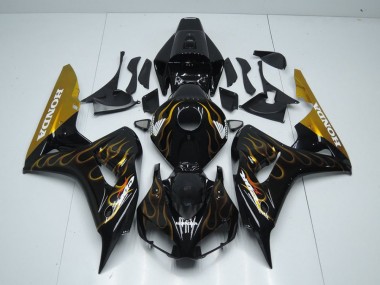 Custom 2006-2007 Black Gold Flame Honda CBR1000RR Motor Bike Fairings