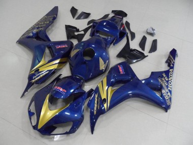 Custom 2006-2007 Dark Blue with Gold Stripe Honda CBR1000RR Motorcycle Fairing Kits