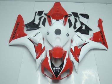 Custom 2006-2007 Orange Red and White Honda CBR1000RR Moto Fairings