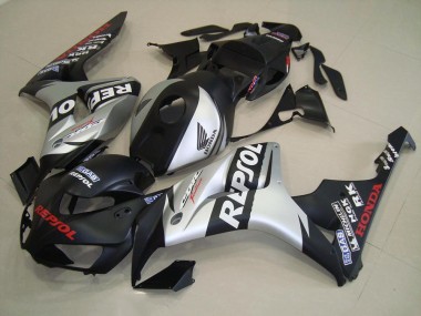 Custom 2006-2007 Matte Black Silver Repsol Honda CBR1000RR Replacement Fairings