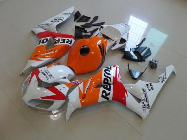 Custom 2006-2007 White and Orange Repsol Honda CBR1000RR Replacement Motorcycle Fairings