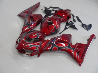 Custom 2006-2007 Red Silver Flame Honda CBR1000RR Motorcycle Fairings Kits