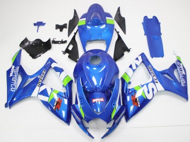 Custom 2006-2007 Blue White Suzuki GSXR 600/750 Motorcycle Fairings