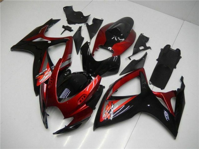 Custom 2006-2007 Red Black Suzuki GSXR 600/750 Motor Bike Fairings