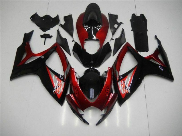 Custom 2006-2007 Red Black Suzuki GSXR 600/750 Motor Bike Fairings