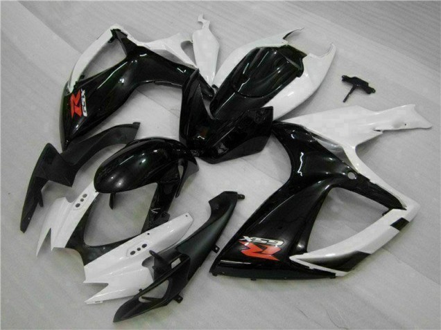 Custom 2006-2007 White Black Suzuki GSXR 600/750 Motorcycle Fairings Kit