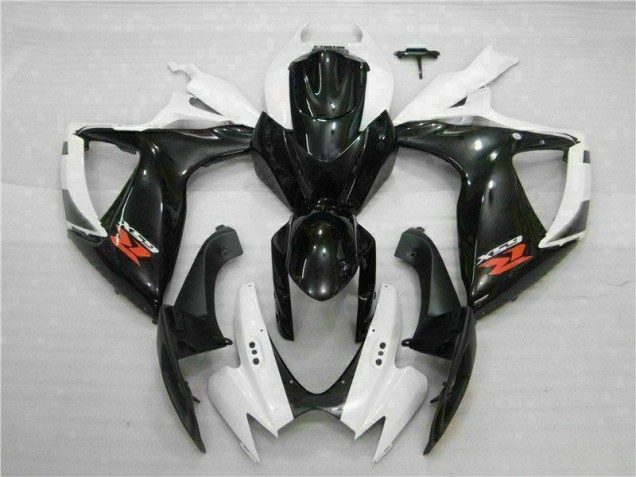 Custom 2006-2007 White Black Suzuki GSXR 600/750 Motorcycle Fairings Kit