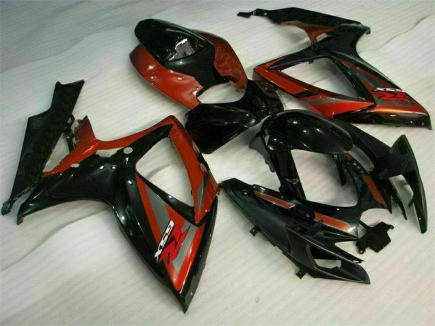 Custom 2006-2007 Black Red Suzuki GSXR 600/750 Motorcycle Fairing Kits