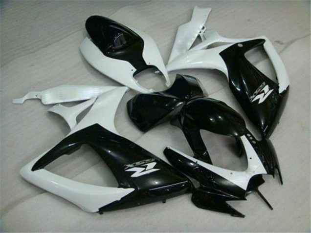 Custom 2006-2007 Black White Suzuki GSXR 600/750 Motorcycle Replacement Fairings