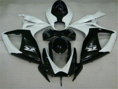 Custom 2006-2007 Black White Suzuki GSXR 600/750 Motorcycle Replacement Fairings