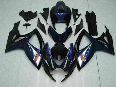 Custom 2006-2007 Black Blue Suzuki GSXR 600/750 Bike Fairings