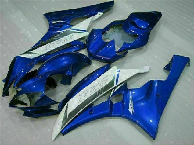 Custom 2006-2007 Blue White Yamaha YZF R6 Bike Fairings