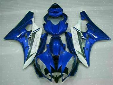 Custom 2006-2007 Blue White Yamaha YZF R6 Bike Fairings