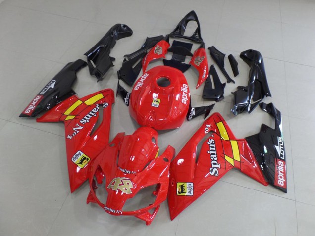 Custom 2006-2011 Red and Black Aprilia RS125 Motorcycle Fairing Kit