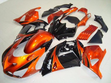 Aftermarket 2006-2011 Orange Black Kawasaki ZX14R ZZR1400 Motorbike Fairings