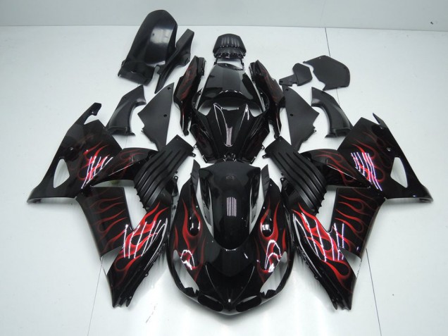 Aftermarket 2006-2011 Red Flame Kawasaki ZX14R ZZR1400 Motorcycle Bodywork