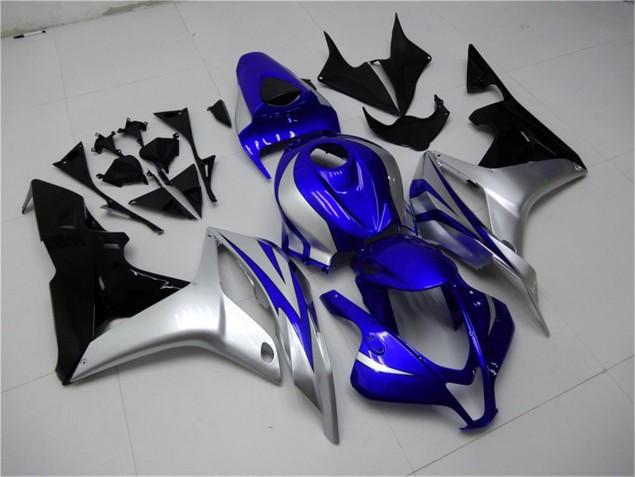 Custom 2007-2008 Blue Silver Black Honda CBR600RR Replacement Motorcycle Fairings