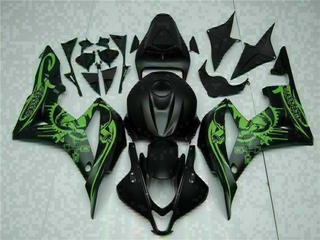 Custom 2007-2008 Black Green Honda CBR600RR Motorcycle Fairing Kits