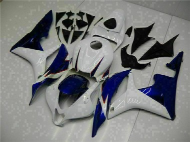 Custom 2007-2008 White Blue Honda CBR600RR Replacement Motorcycle Fairings