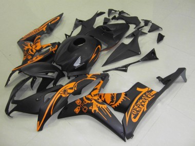 Custom 2007-2008 Matte Black Orange Sticker Honda CBR600RR Motorbike Fairing