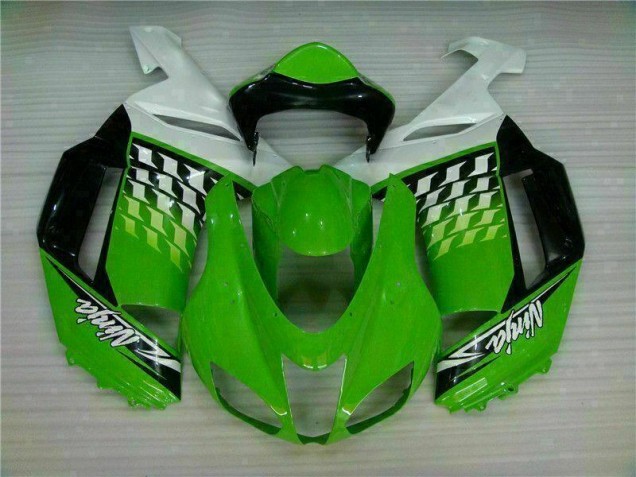 Custom 2007-2008 Green White Ninja Kawasaki ZX6R Motorbike Fairing