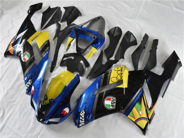 Custom 2007-2008 Blue Shark Kawasaki ZX6R Replacement Motorcycle Fairings