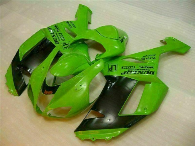 Custom 2007-2008 Green Black Dunlop Kawasaki ZX6R Motorbike Fairing Kits