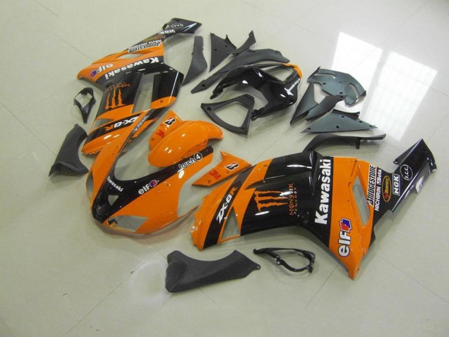 Custom 2007-2008 Orange Monster Kawasaki ZX6R Motor Fairings