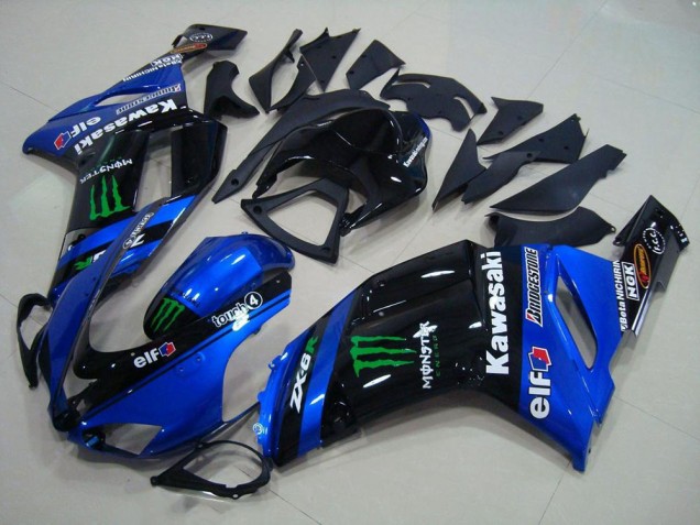 Custom 2007-2008 Blue Monster Kawasaki ZX6R Motorbike Fairings