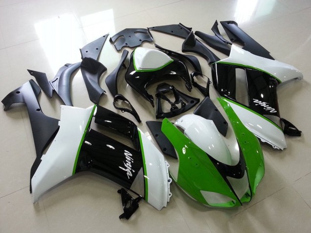 Custom 2007-2008 Green Black White Kawasaki ZX6R Motorcycle Fairing Kits