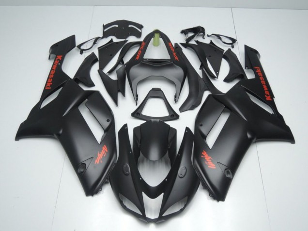 Custom 2007-2008 Matte Black with Red Sticker Kawasaki ZX6R Motorbike Fairing