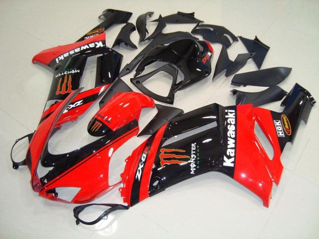 Custom 2007-2008 Monster In Red Kawasaki ZX6R Motorcycle Fairing Kit