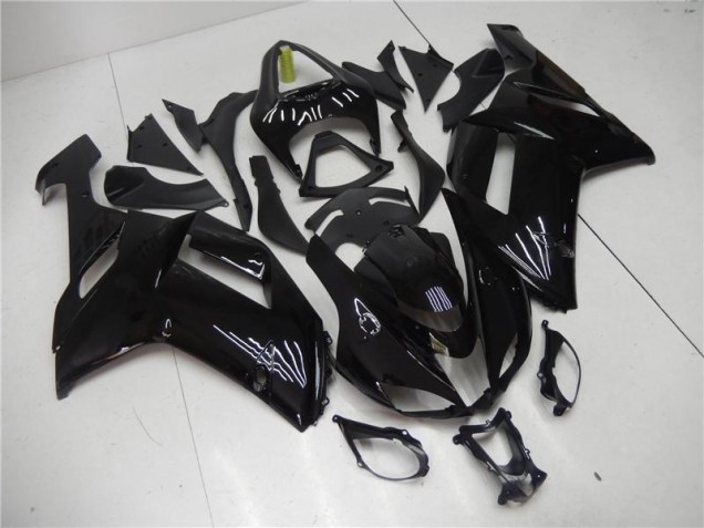 Custom 2007-2008 Glossy Black Kawasaki ZX6R Motorcycle Bodywork