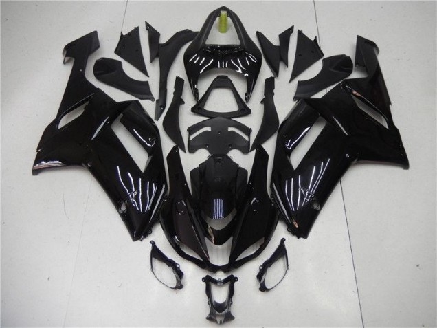 Custom 2007-2008 Glossy Black Kawasaki ZX6R Motorcycle Bodywork