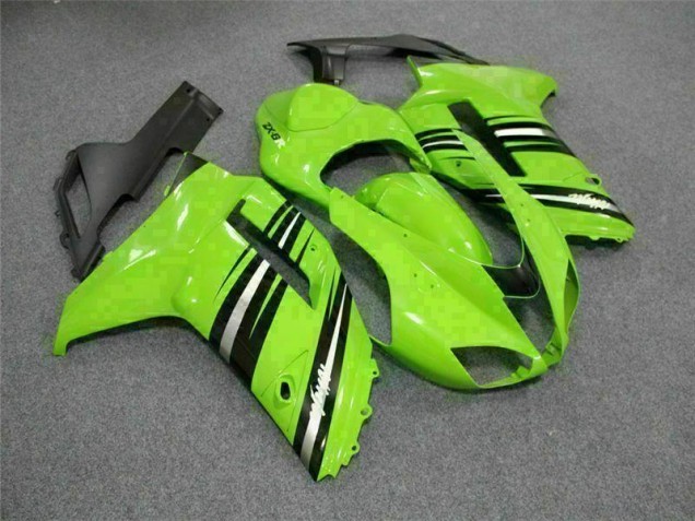 Custom 2007-2008 Green Black Kawasaki ZX6R Motorcycle Fairings Kit