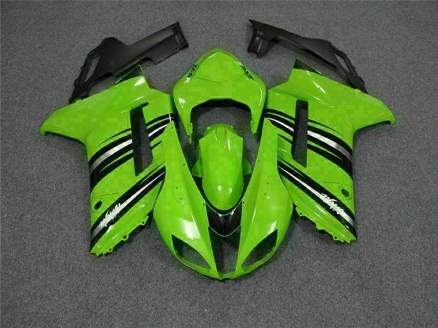 Custom 2007-2008 Green Black Kawasaki ZX6R Motorcycle Fairings Kit