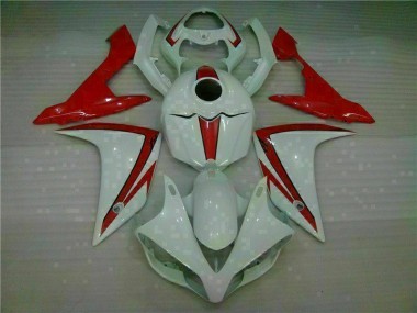 Custom 2007-2008 White Red Yamaha YZF R1 Motorbike Fairing